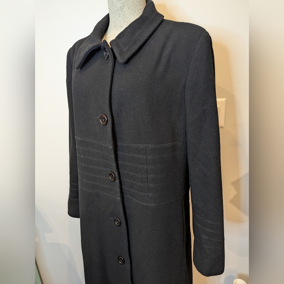 SEQUENCE Women's Black Wool Embroidery Trim Full Length Winter Coat Sz 12/14 - Picture 4 of 9